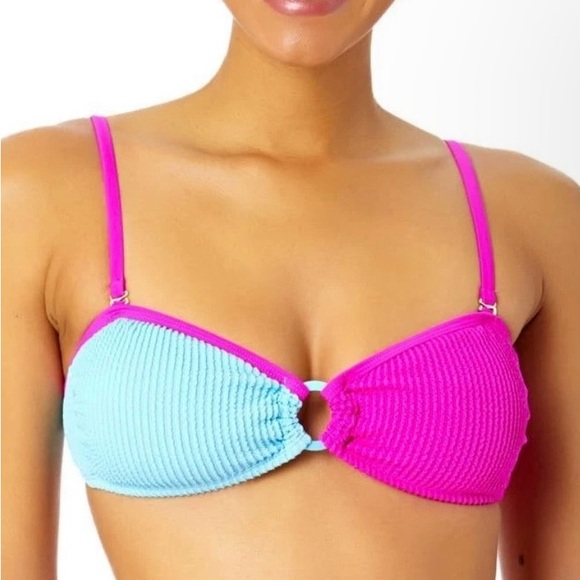 Salt + Cove Other - Salt + Cove Pink and Light Blue Textured Bikini Top
